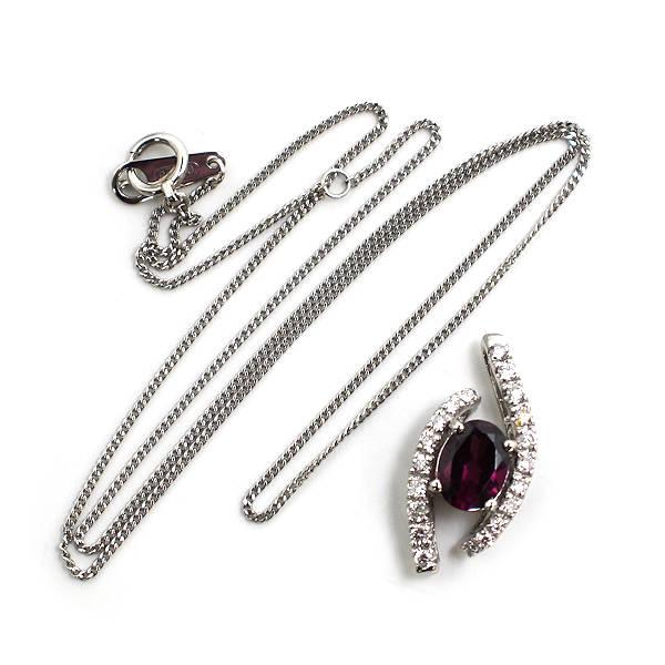 Pt850/900　ダイヤモンド　ガーネット　ネックレス Pt850 Pt900 ガーネットネックレス 約40cm 1.37ct ダイヤモンド 0.38ct