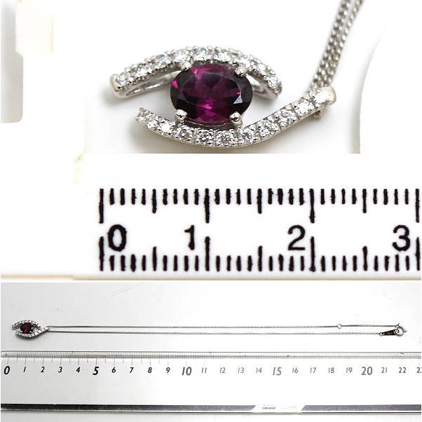 Pt850 Pt900 ガーネットネックレス 約40cm 1.37ct ダイヤモンド 0.38ct