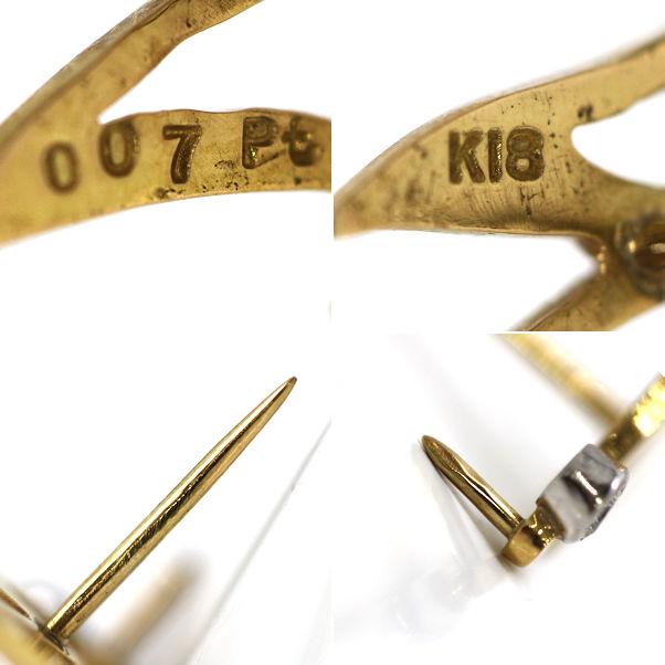 K18 Pt イニシャル M ネクタイピン ダイヤモンド 0.07ct 18金