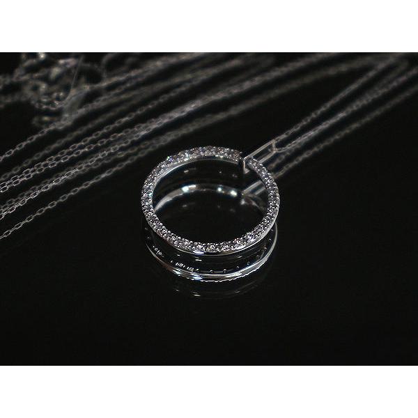 K18WG サークルモチーフ ネックレス ダイヤモンド 0.18ct 約40cm 約1.2 