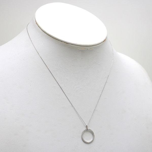 K18WG サークルモチーフ ネックレス ダイヤモンド 0.18ct 約40cm 約1.2 