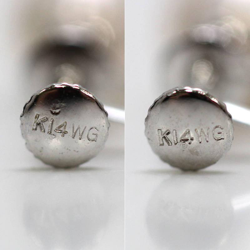 K14WG パールイヤリング 真珠 約8mm 14金 ホワイトゴールド 約