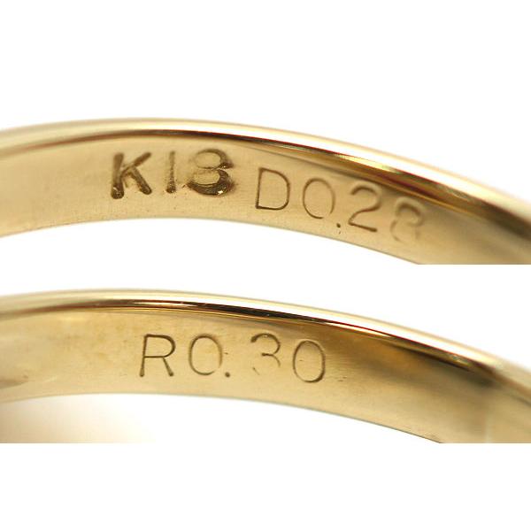 K18 ルビー&ダイヤモンドリング 7号 約3.2g 0.30ct 0.28ct 18金 