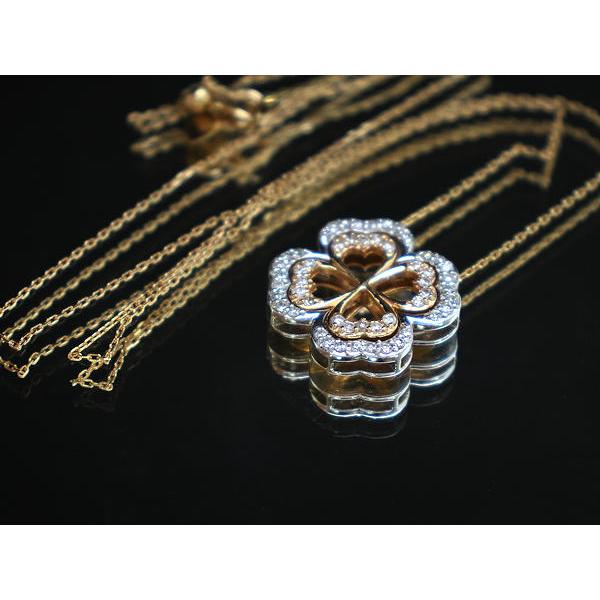 K18 3WAYフラワーモチーフネックレス 約45cm ダイヤモンド 0.50ct 18金