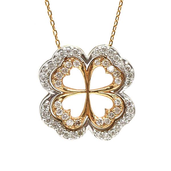 K18 3WAYフラワーモチーフネックレス 約45cm ダイヤモンド 0.50ct 18金