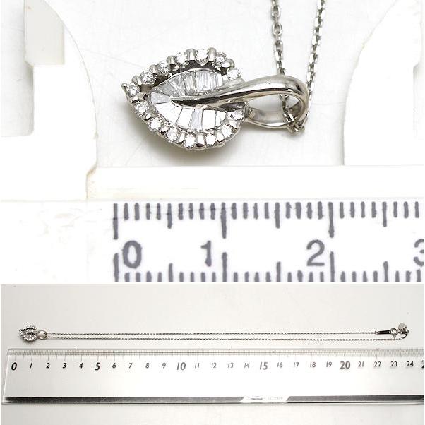 Pt850/Pt900 葉っぱモチーフネックレス 約45cm ダイヤモンド 0.40ct 