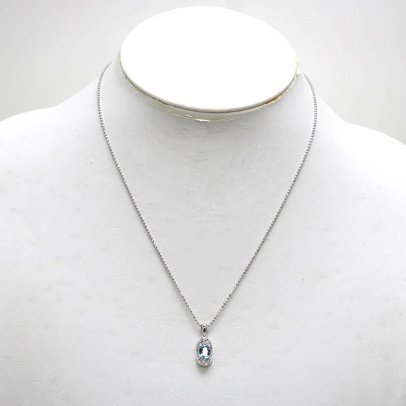 Pt850/Pt900 アクアマリンネックレス 約42cm 0.72ct ダイヤモンド 0.11