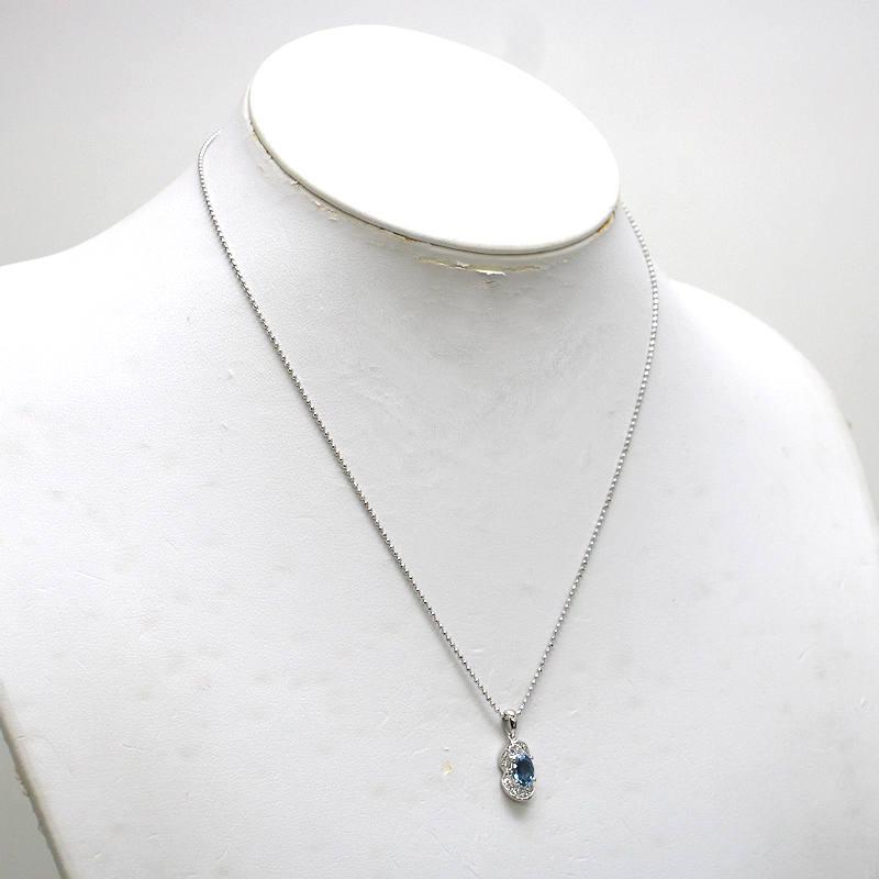 Pt850/Pt900 アクアマリンネックレス 約42cm 0.72ct ダイヤモンド 0.11 