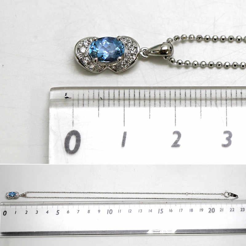 Pt850/Pt900 アクアマリンネックレス 約42cm 0.72ct ダイヤモンド 0.11 