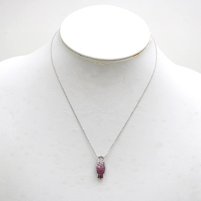 K18WG グラデーションルビーネックレス 1.40ct 約40cm 約4.4g 18金 