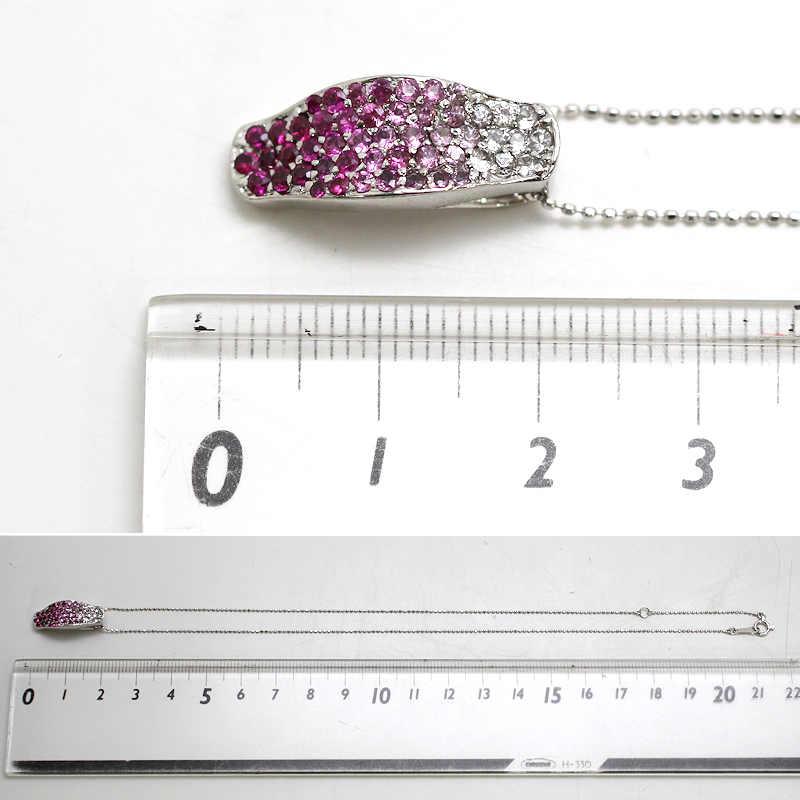 K18WG グラデーションルビーネックレス 1.40ct 約40cm 約4.4g 18金 