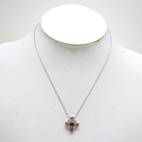 K18WG ネックレス 約40cm ルビー 0.59ct ピンクサファイア 1.15ct 