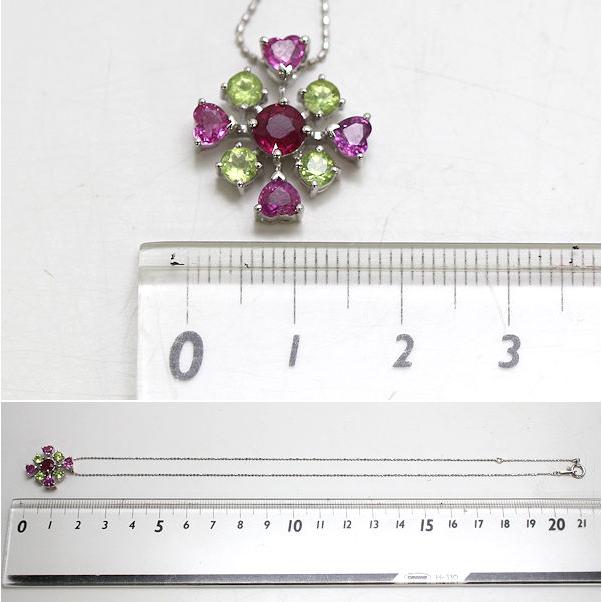 K18WG ネックレス 約40cm ルビー 0.59ct ピンクサファイア 1.15
