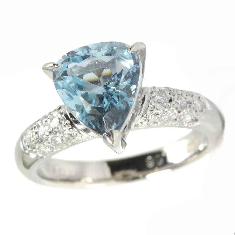 アクアマリン リング 1.66ct Pt900 8号 プラチナ ダイヤモンド 0.17ct 