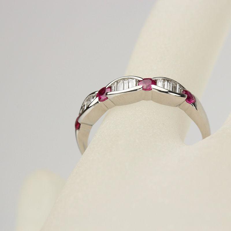 Pt900 ルビー&ダイヤモンドリング 17号 ルビー 0.41ct ダイヤモンド  