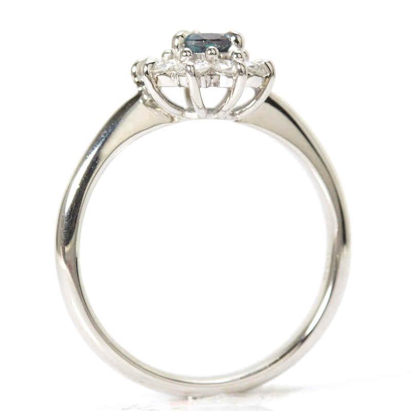 アレキサンドライト リング 0.42/0.41ct ダイヤモンド 12号 Pt900