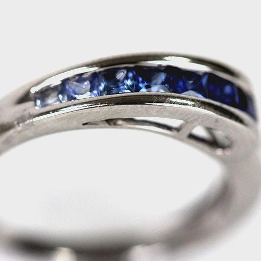 サファイア 0.70ct ダイヤモンド 0.15ct リング 18金ホワイトゴールド 