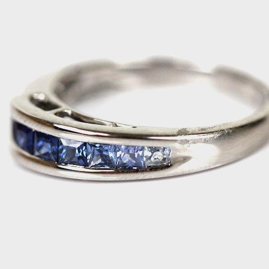 サファイア 0.70ct ダイヤモンド 0.15ct リング 18金ホワイトゴールド 
