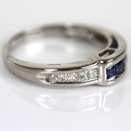 サファイア 0.70ct ダイヤモンド 0.15ct リング 18金ホワイトゴールド 