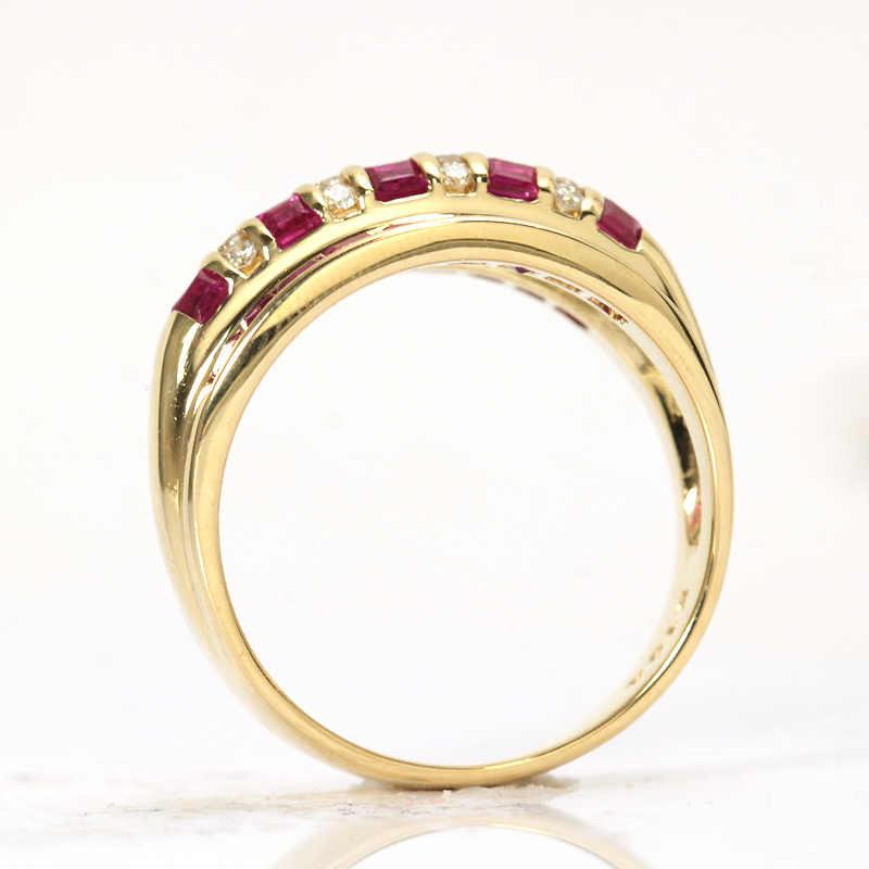 ルビー リング 1.94/0.10ct 12.5号 K18 ダイヤモンド 18金 イエロー 