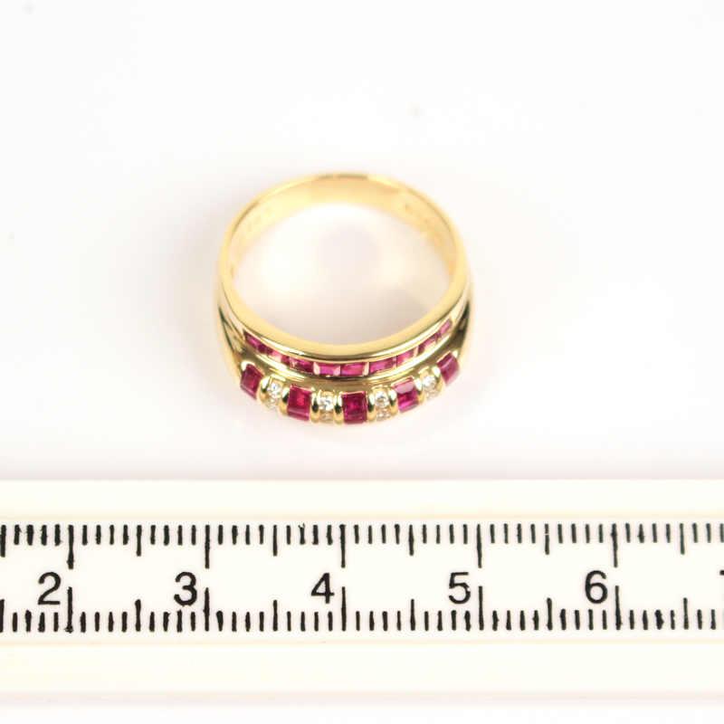 ルビー リング 1.94/0.10ct 12.5号 K18 ダイヤモンド 18金 イエロー 