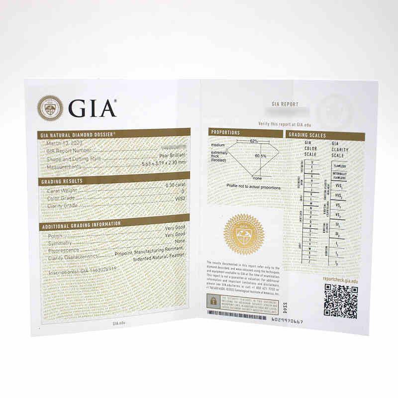 GIA鑑定書付き】Pt950 ダイヤモンドリング 13号 0.30ct/0.05ct D/VVS2