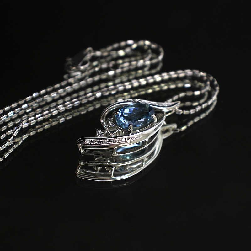 K18WG アクアマリンネックレス 約40cm 2.95ct ダイヤモンド 0.15ct 18 