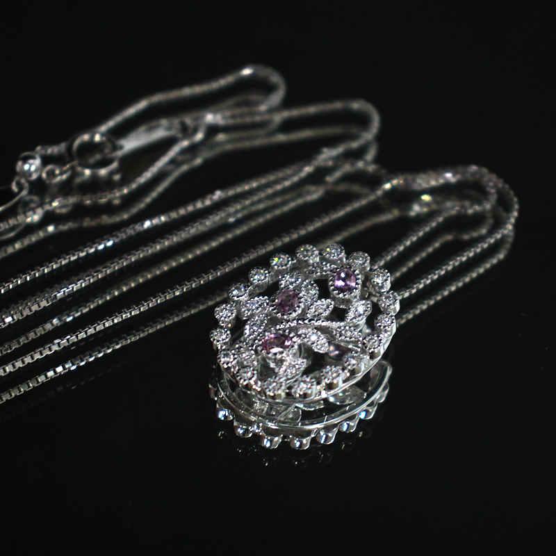 Pt850/K18WG ピンクサファイアネックレス 約45cm 0.32ct ダイヤモンド