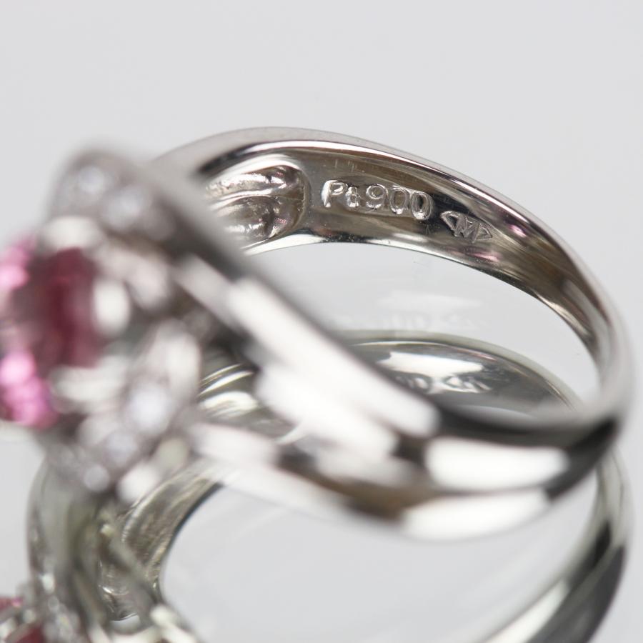 天然ピンクトルマリンリング 1.29ct 7号 プラチナ Pt900 ダイヤモンド  