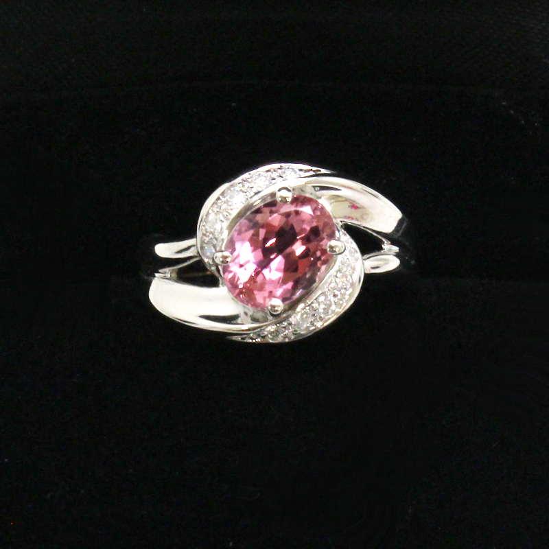 ピンクトルマリンリング 1.29ct 7号 プラチナ Pt900 ダイヤモンド 0.10 