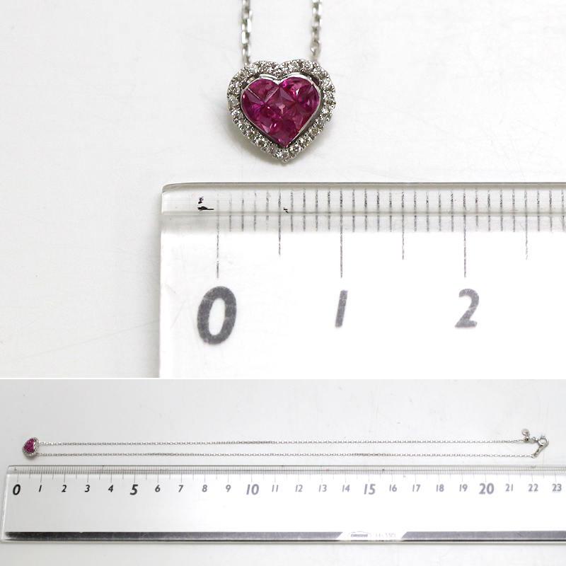 K18WG ルビー ダイヤモンド ネックレス 18金 ホワイトゴールド 0.50ct 