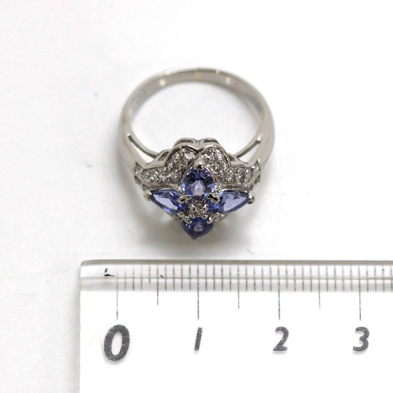Pt900 タンザナイトリング 11号 1.1ct ダイヤモンド 0.37ct 約6.2g