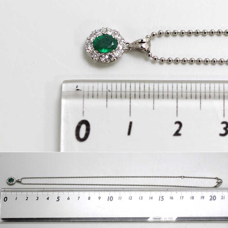 Pt850/Pt900 エメラルド ネックレス 約40cm 0.32ct ダイヤモンド 0.30