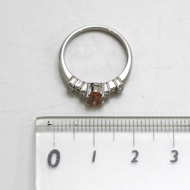 Pt900 インペリアルトパーズリング 10号 0.52ct ダイヤモンド 0.17ct 