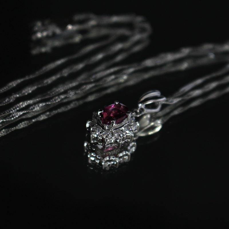 Pt850 Pt900 ルビーネックレス 約39cm 0.82ct ダイヤモンド 0.31ct 