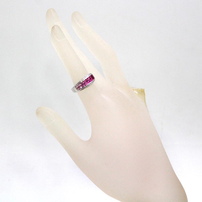 K18WG グラデーションリング 12号 ルビー ピンクサファイア