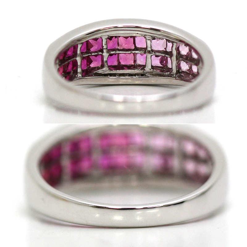 K18WG グラデーションリング 12号 ルビー ピンクサファイア