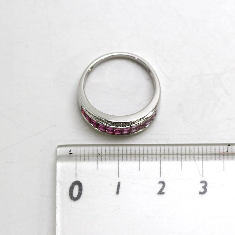 K18WG グラデーションリング 12号 ルビー ピンクサファイア