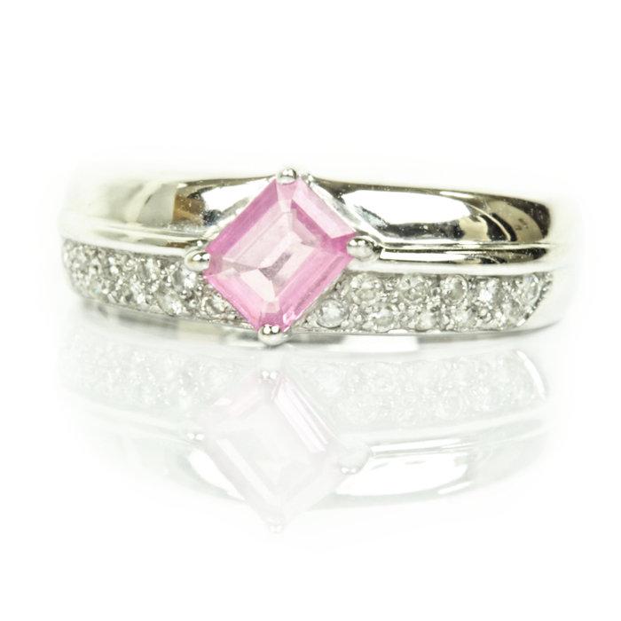 ピンクサファイアダイヤモンドリング K18WG 1.00ct 4.4g 【公式通販】