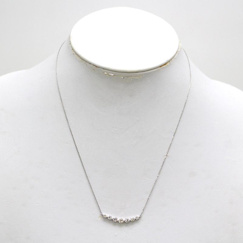Pt850/Pt900 ダイヤモンドカーブネックレス 約38cm〜42cm 1.00ct 