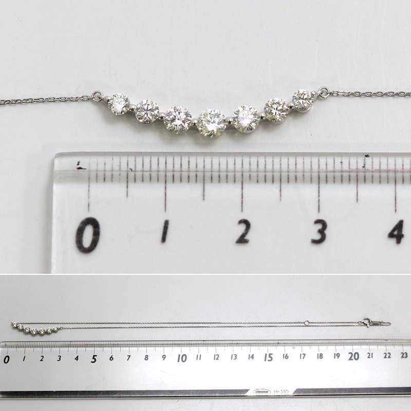 Pt850/Pt900 ダイヤモンドカーブネックレス 約38cm〜42cm 1.00ct 
