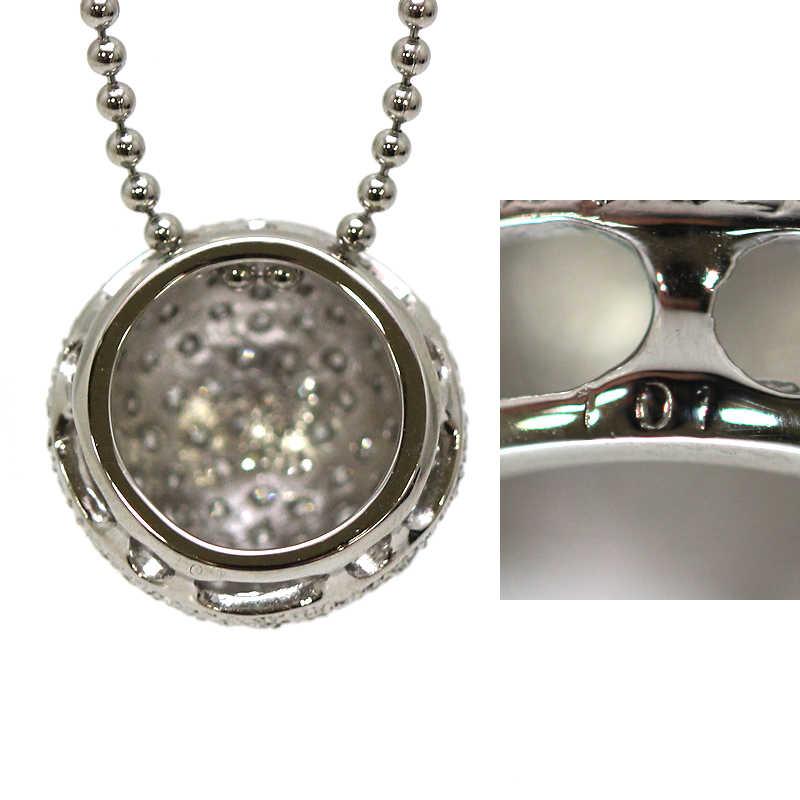Pt850 パヴェボールネックレス ダイヤモンド 1.01ct 約41.5cm〜46cm 約 