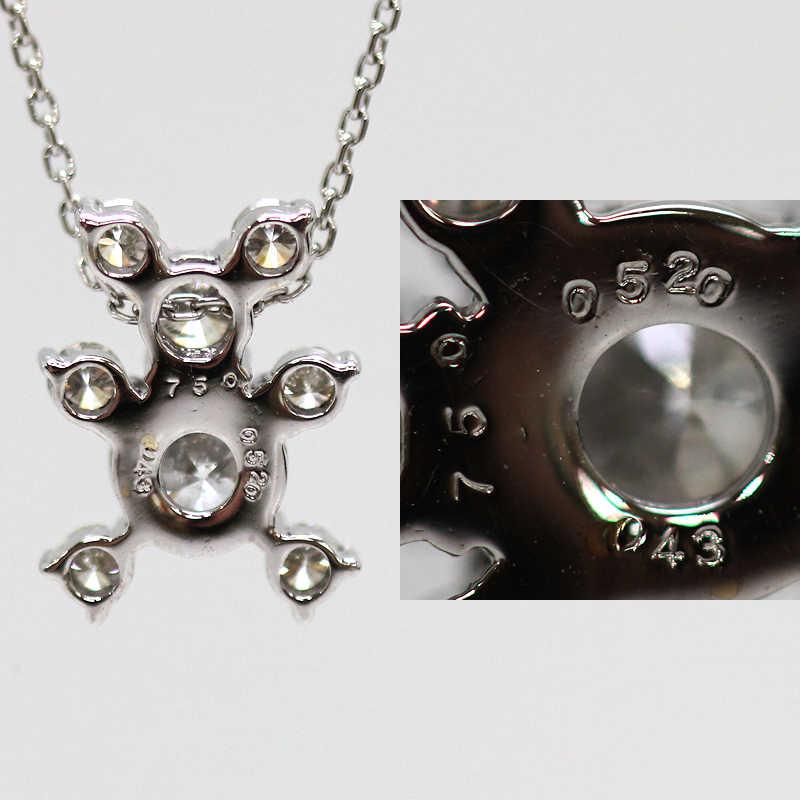 K18WG くまモチーフネックレス 約45cm ダイヤモンド 0.520ct 0.43ct 18 