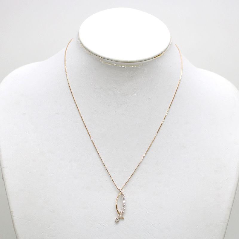 K18PG ダイヤモンドネックレス 0.50ct 18金 ピンクゴールド 約44cm 流 