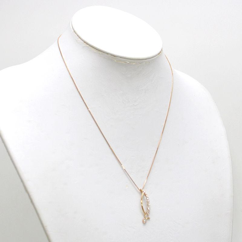 K18PG ダイヤモンドネックレス 0.50ct 18金 ピンクゴールド 約44cm 流 