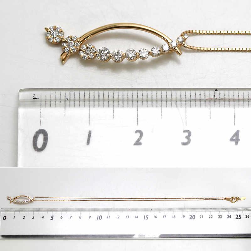 K18PG ダイヤモンドネックレス 0.50ct 18金 ピンクゴールド 約44cm 流 