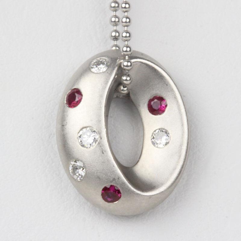 Pt850 Pt900 ルビーネックレス 0.15ct ダイヤモンド 0.17ct プラチナ 