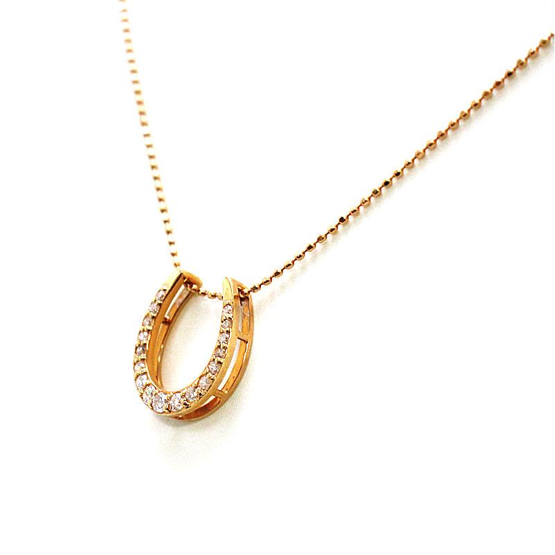 K18WG 馬蹄 ダイヤネックレス 1.7g ホースシュー ネックレス