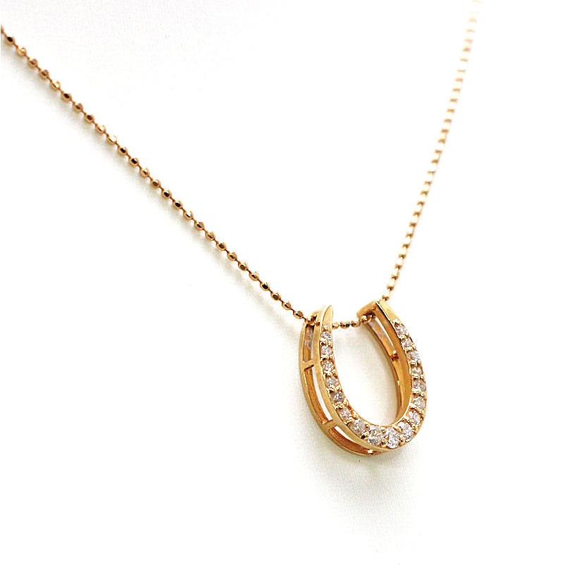 ホースシューネックレス　ダイヤモンド　馬蹄　K18PG　18金ピンクゴールド　0.20ct　30197_2