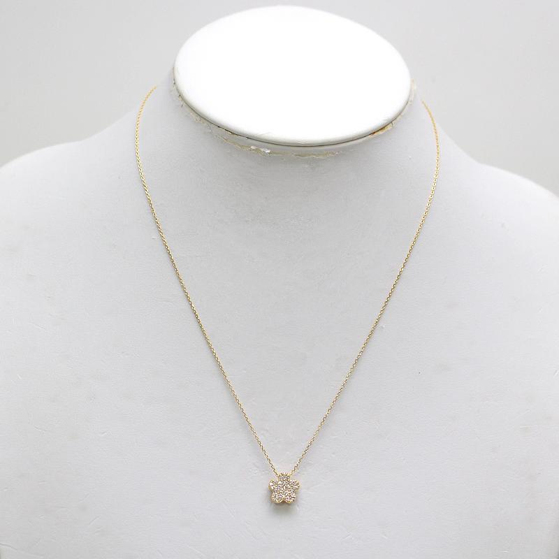 K18 フラワーモチーフダイヤモンドネックレス 0.46ct 約45cm 約3.3g 18 